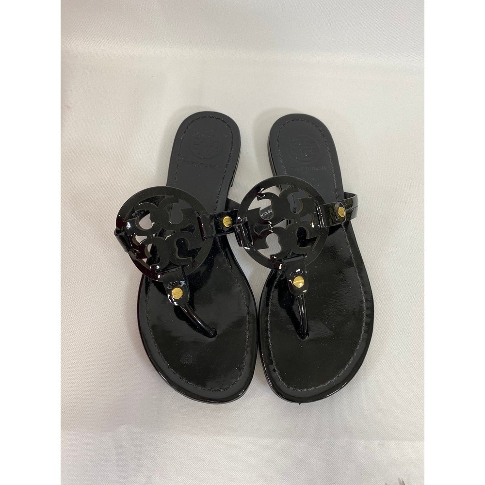 Tory Burch Miller Patent Black Sz 6.5 W/ Box